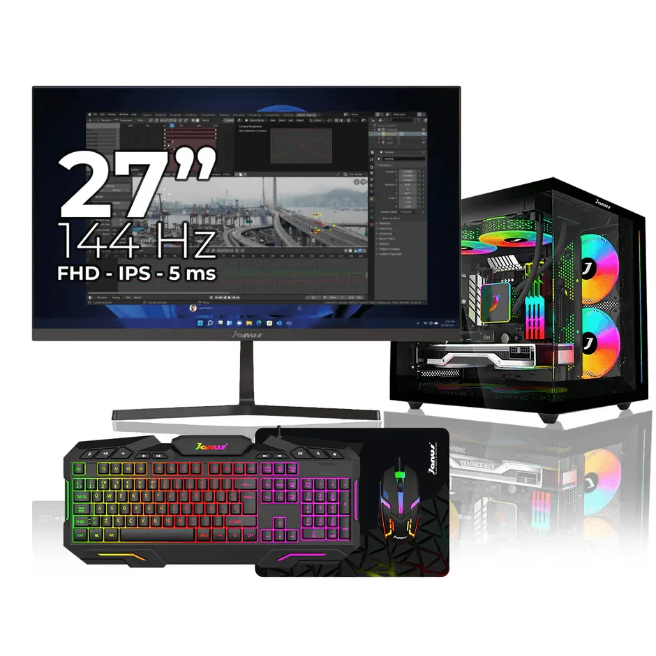 Computador Gamer Janus INTEL CORE I7 12700F MEMORIA RAM 16GB RGB DDR5 SSD 512GB M.2 RTX 3050 Board B760 GAMING PLUS WIFI  FUENTE Janus 650W 80 DISIPADOR POR AIRE ARGB