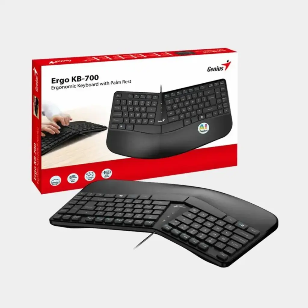 Teclado Ergonómico Con Reposamuñecas Genius Ergo KB-700 Usb