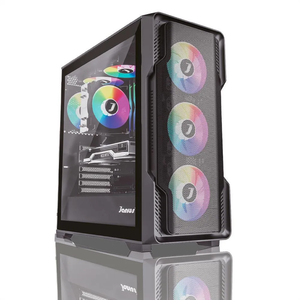 Computador Gamer Janus INTEL CORE I9 14900F MEMORIA RAM 16GB RGB DDR5 SSD 1TB M.2 RX 9070 STEEL LEGEND 16GB OC Board B760M-C WIFI Refrigeracion Liquida 360MM NEGRA FUENTE Janus