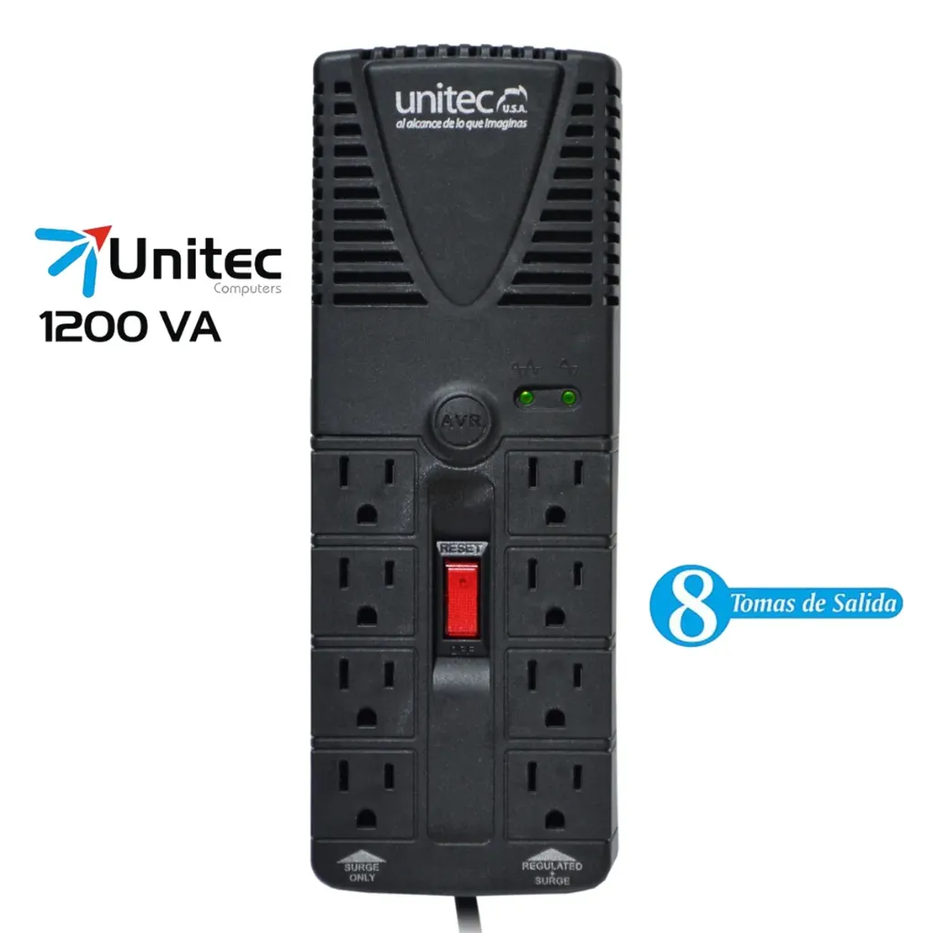 REGULADOR UNITEC 8 TOMAS 1200VA ESTABILIZADOR