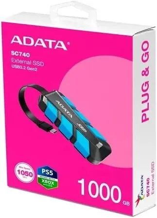 Disco Externo Solido 1Tb Adata SC740 Tipo C Antigolpes SC740-1000G-CBU
