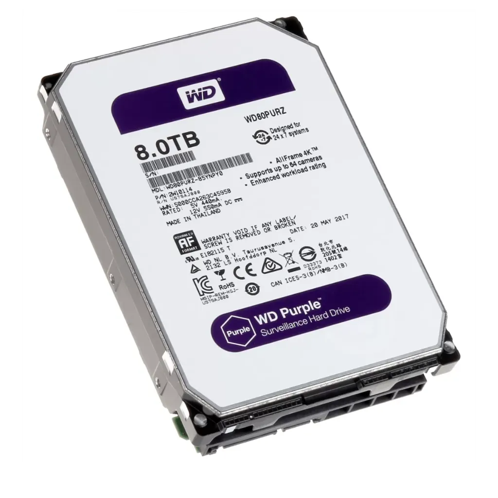 Disco Duro 8TB para DVR Western Digital Purple 3.5" SATA 3 6G WD84PURZ