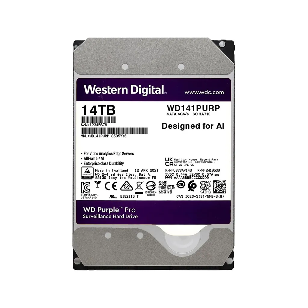Disco Duro 14TB para DVR Western Digital Purple 3.5" SATA3 7200RPM WD141PURP