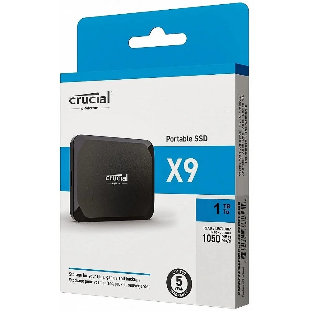 SSD externo USB 3.2 TIPO C 1TB EXT. CRUCIAL X9 CT2000X9SSD9 1050MB/s