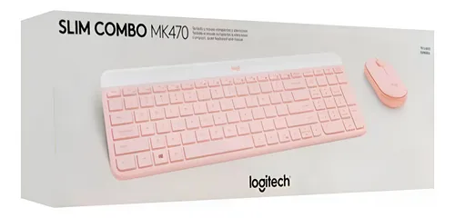 Combo Inalámbrico Slim Teclado Y Mouse Logitech Mk470 Rosa