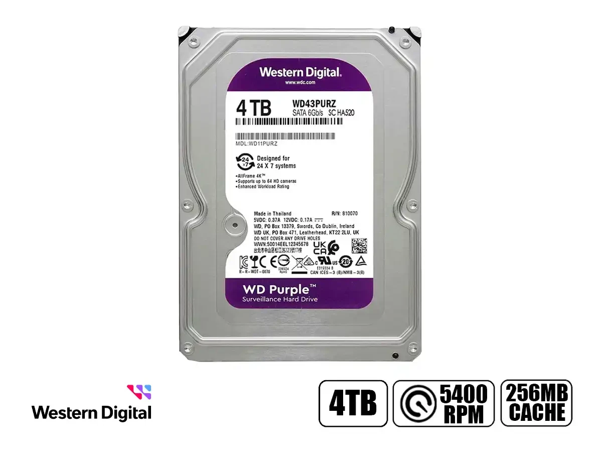 Disco para DVR 4TB Western Digital Purple 3.5 SATA3 WD42PURZ