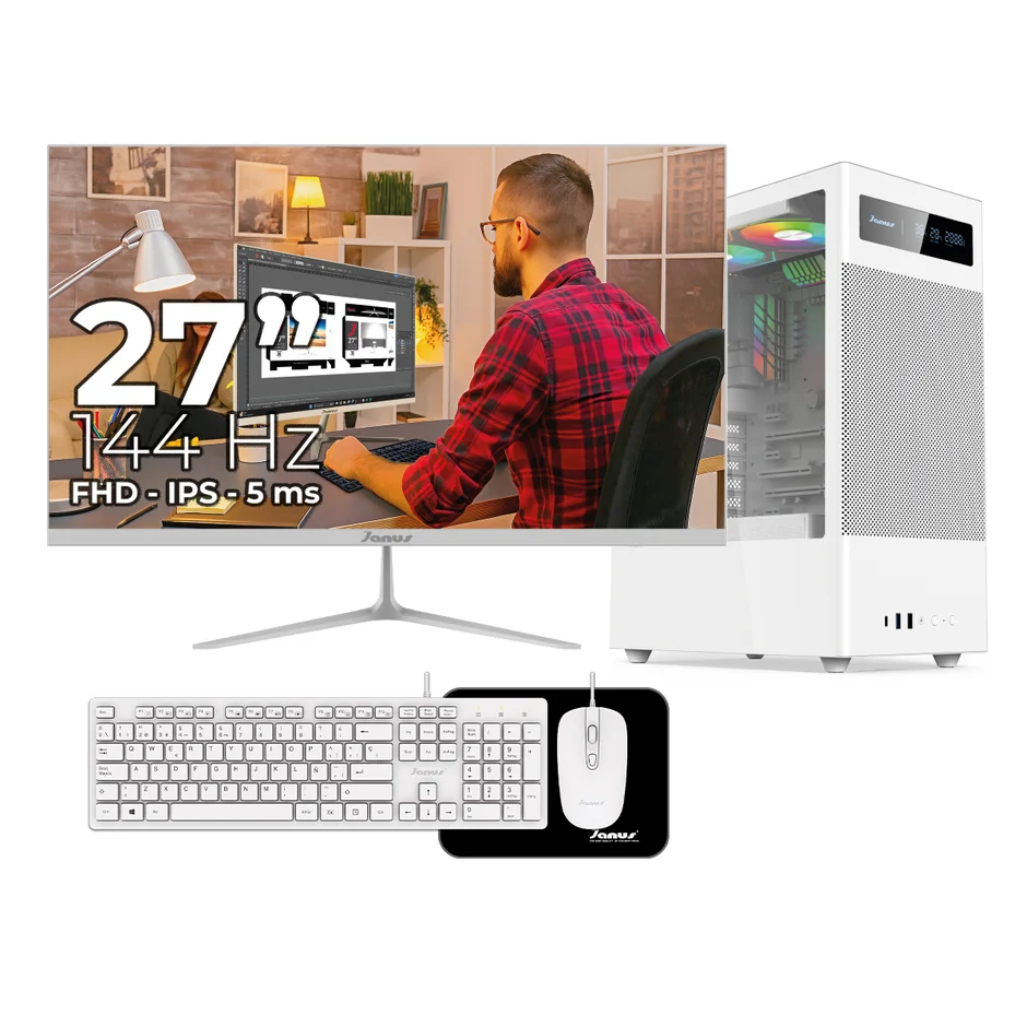 Computador Gamer de Escritorio Janus AMD RYZEN 5 5600GT Memoria RAM 16GB RGB SSD 512GB M.2 Board A520M Disipador ARGB Fuente Janus 850W + 80 GOLD Tarjwta De Video RTX 5050 8gb Dual Fan.