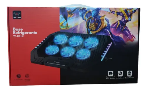 Base Refrigerante Gamer Wattana W Br10 6 Ventiladores Rgb Color Negro